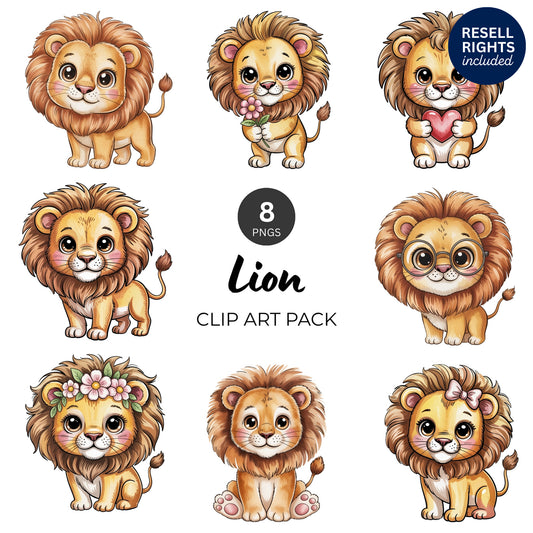 Lion Clipart Pack | Resell Rights Included