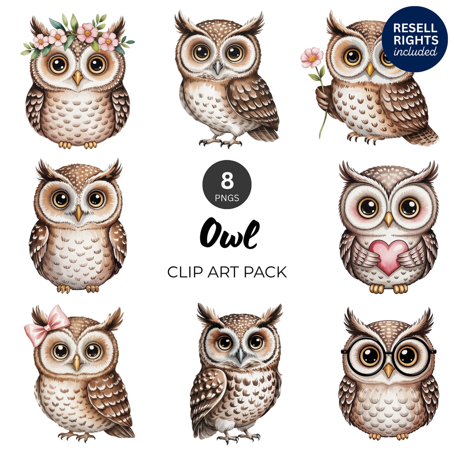 Owl Clipart Pack | Resell Rights Included