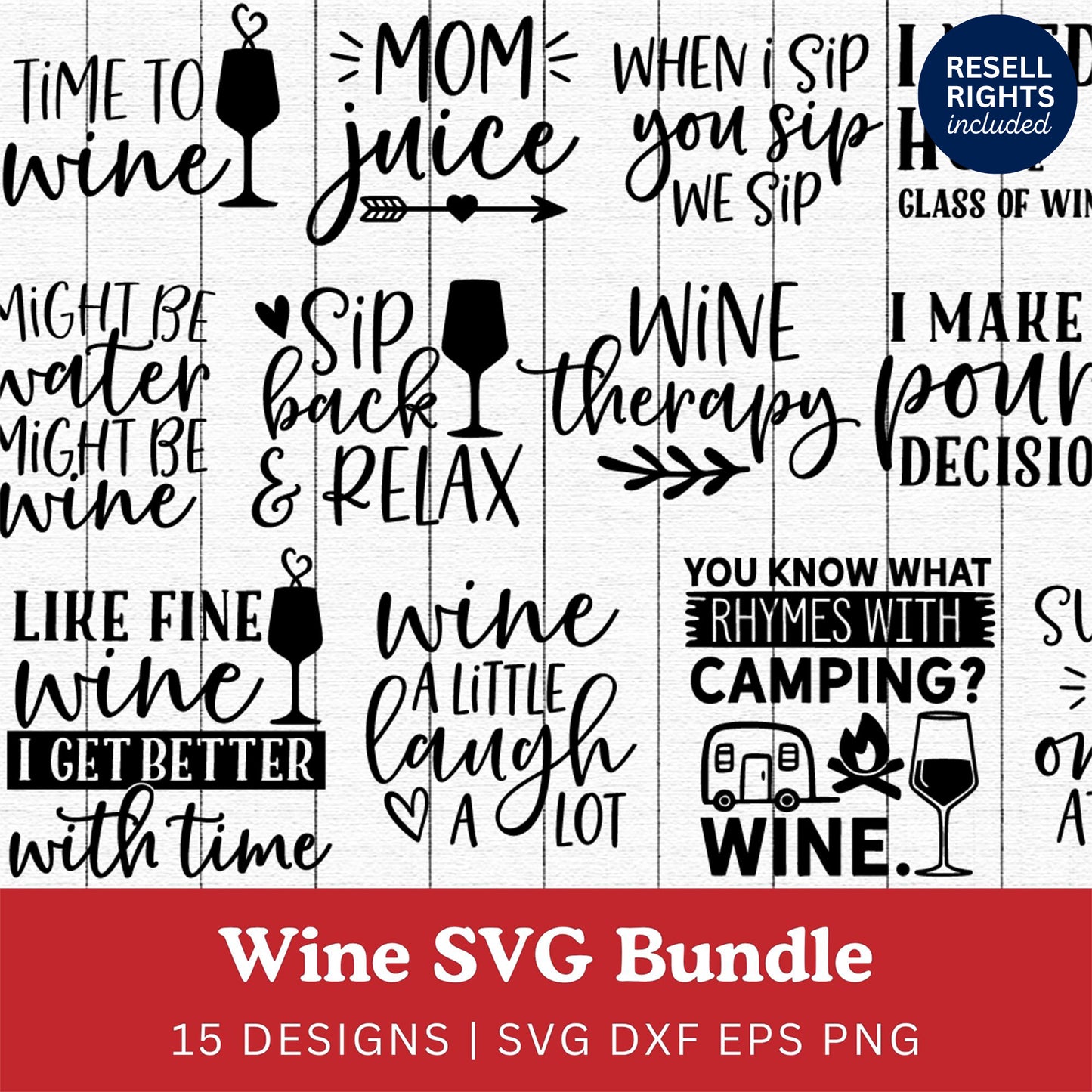 Wine SVG Bundle | Resell Rights Included