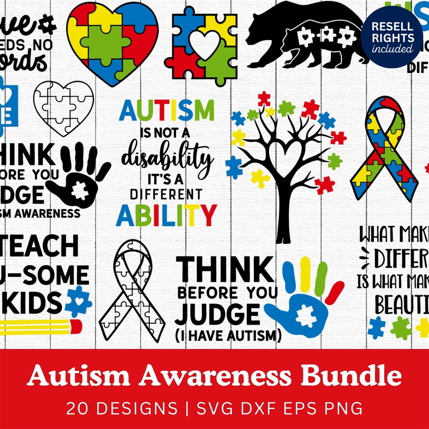 Autism Awareness SVG Bundle | Resell Rights Included
