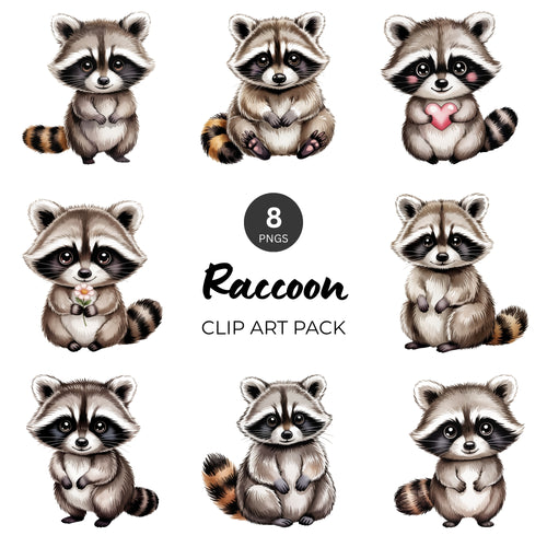Raccoon Clipart Pack
