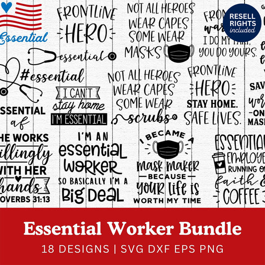 Essential Worker SVG Bundle | Resell Rights Included