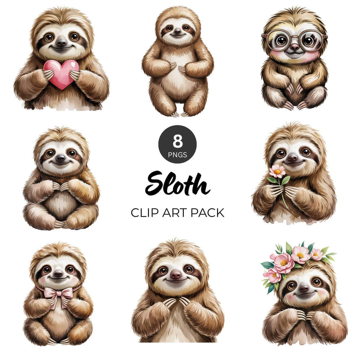 Sloth Clipart Pack