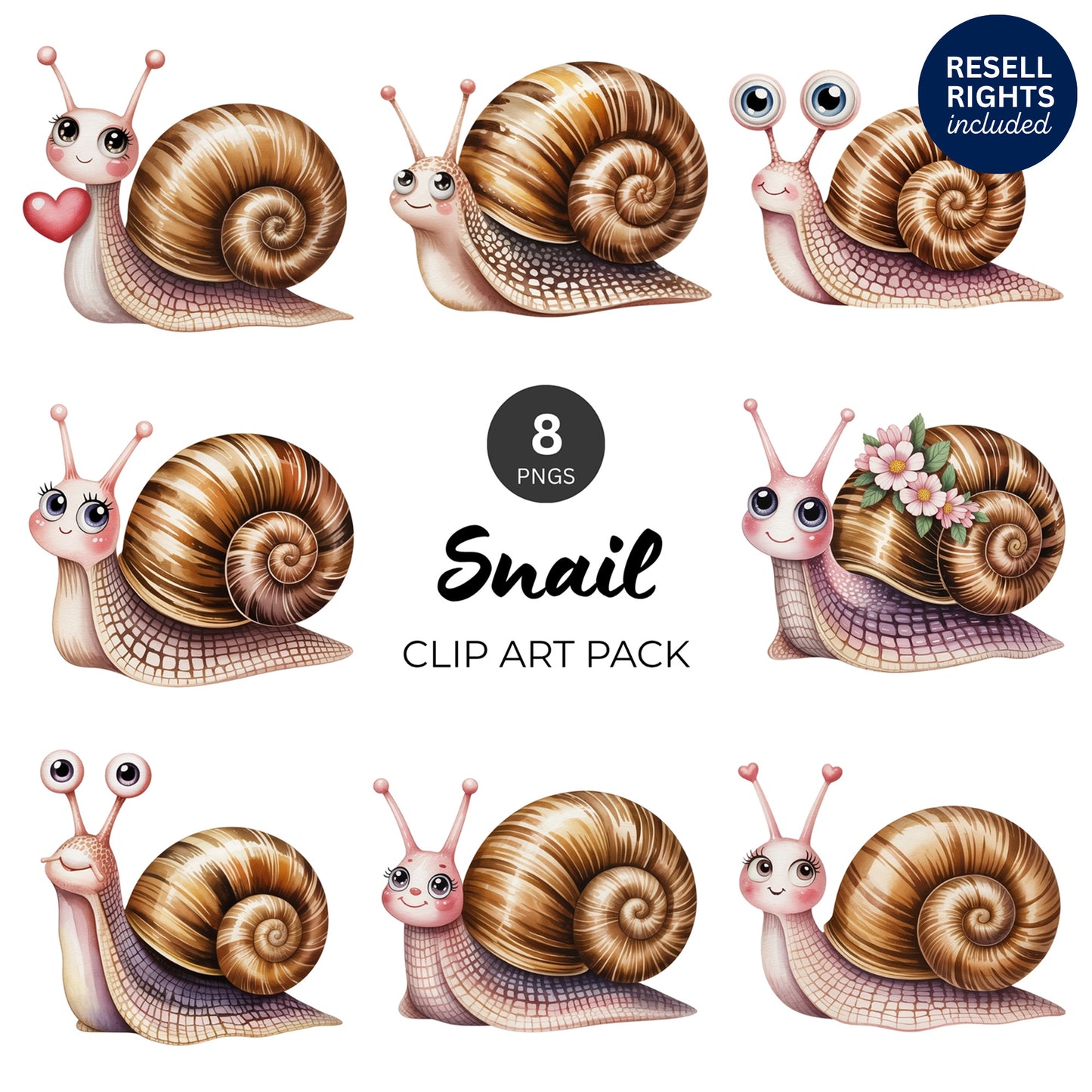 Snail Clipart Pack | Resell Rights Included