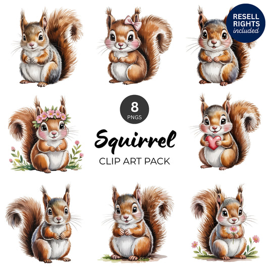 Squirrel Clipart Pack | Resell Rights Included