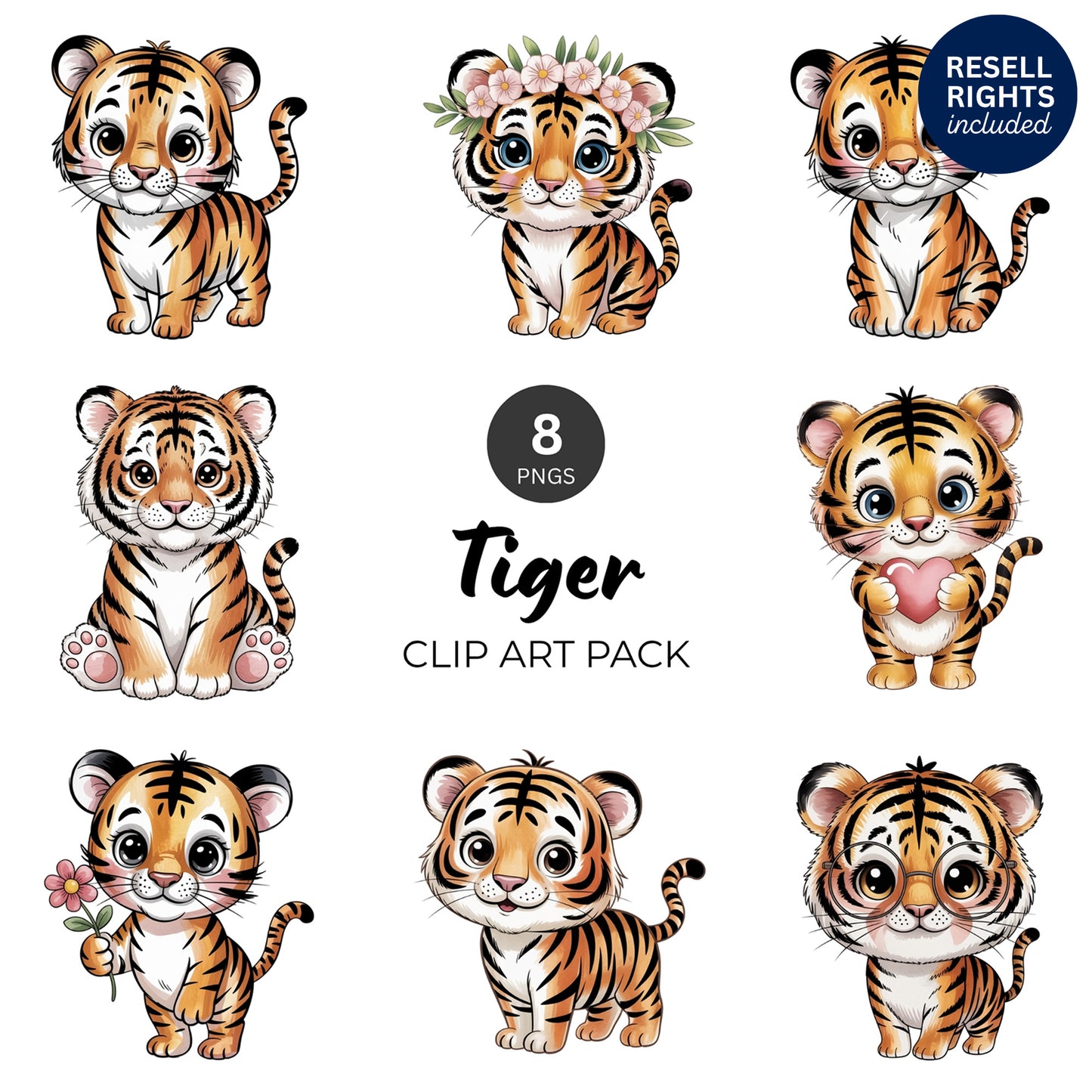 Tiger Clipart Pack | Resell Rights Included