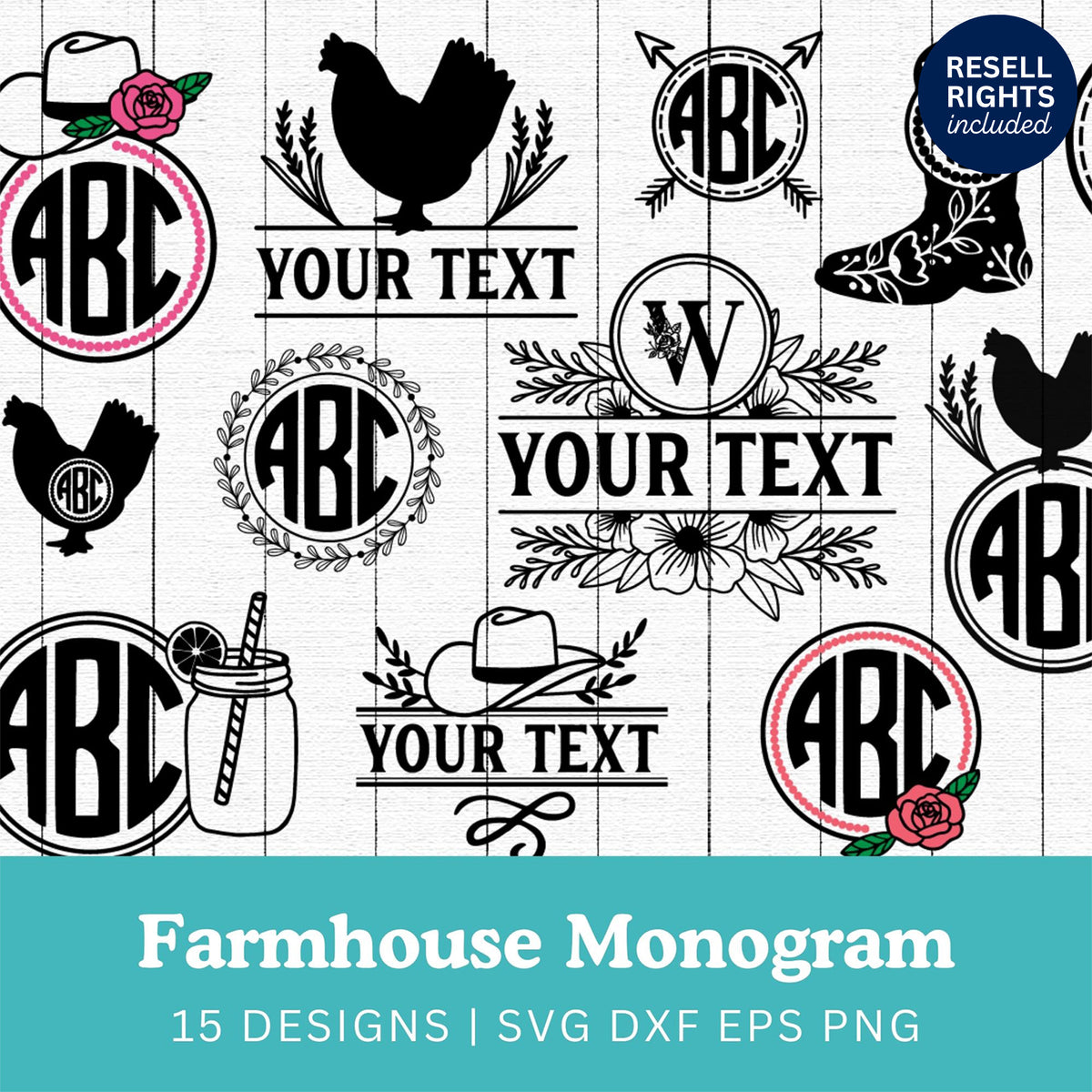 Farmhouse Monogram SVG Bundle