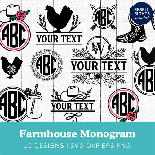 Farmhouse Monogram SVG Bundle