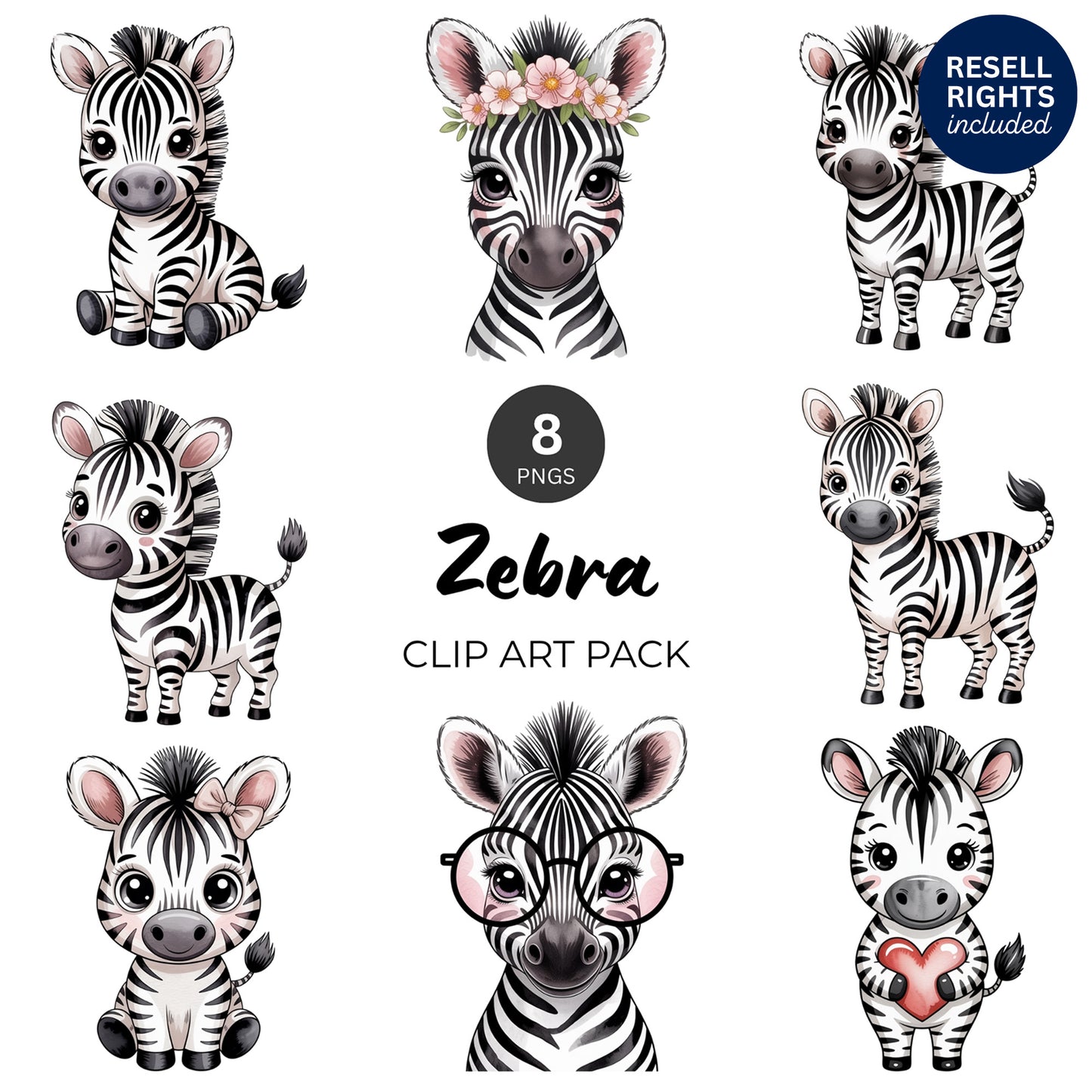 Zebra Clipart Pack | Resell Rights Included