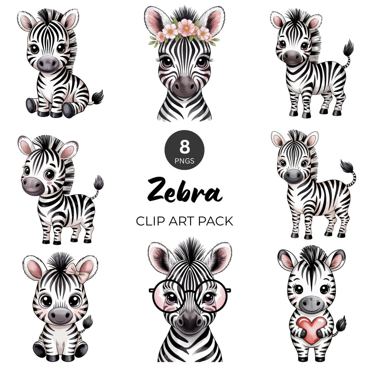 Zebra Clipart Pack