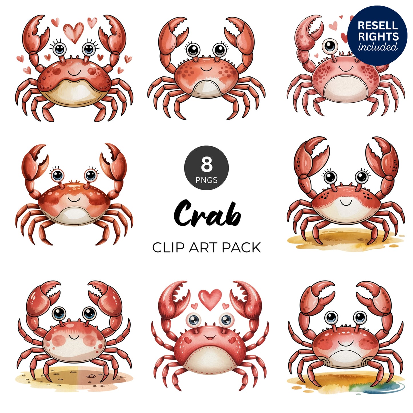 Crab Clipart Pack | Resell Rights Included
