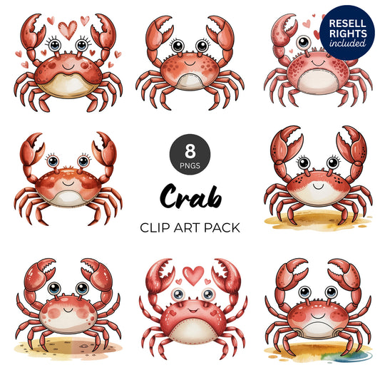 Crab Clipart Pack | Resell Rights Included
