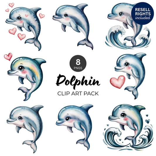 Dolphin Clipart Pack | Resell Rights Included