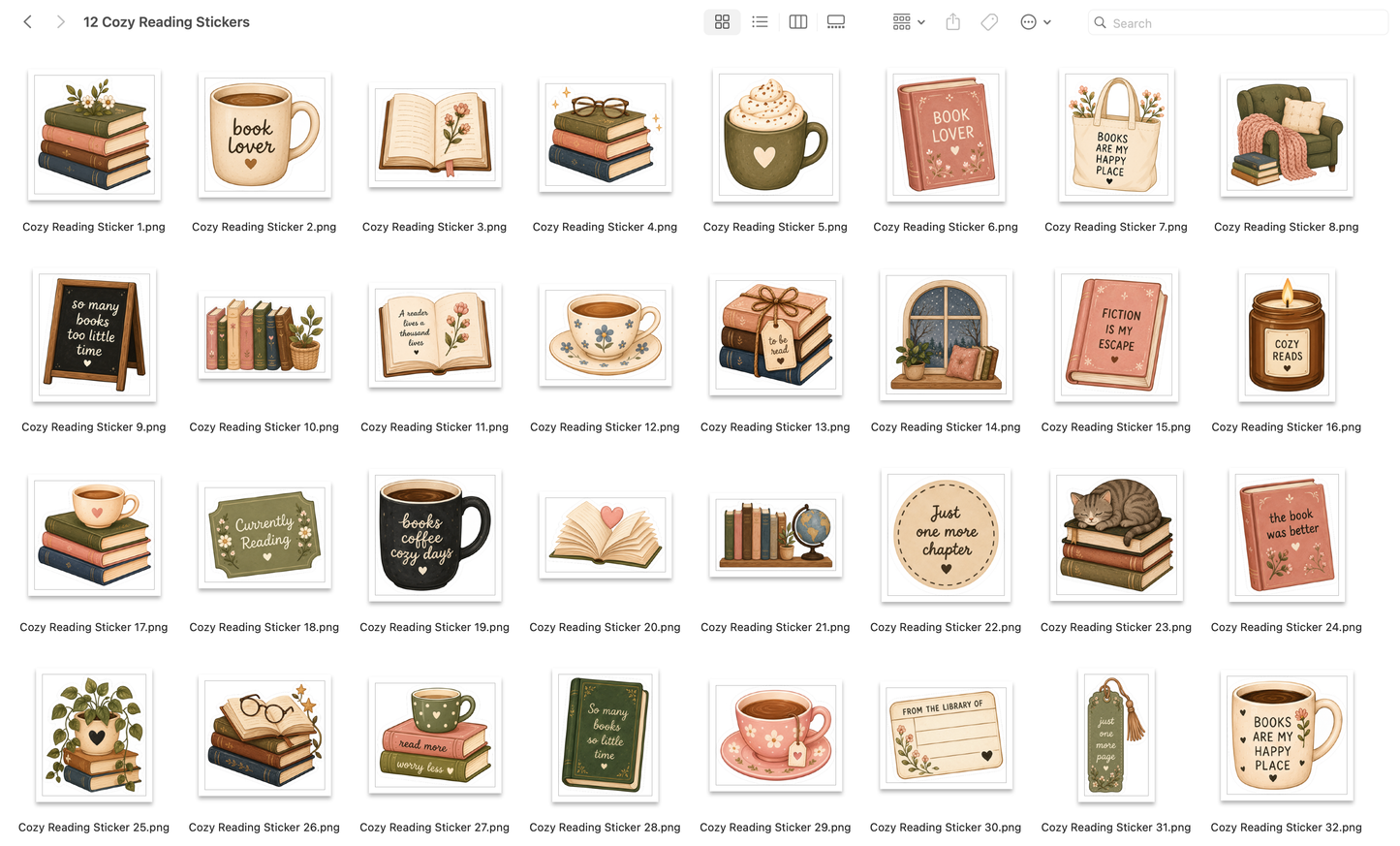 Cozy Reading Stickers