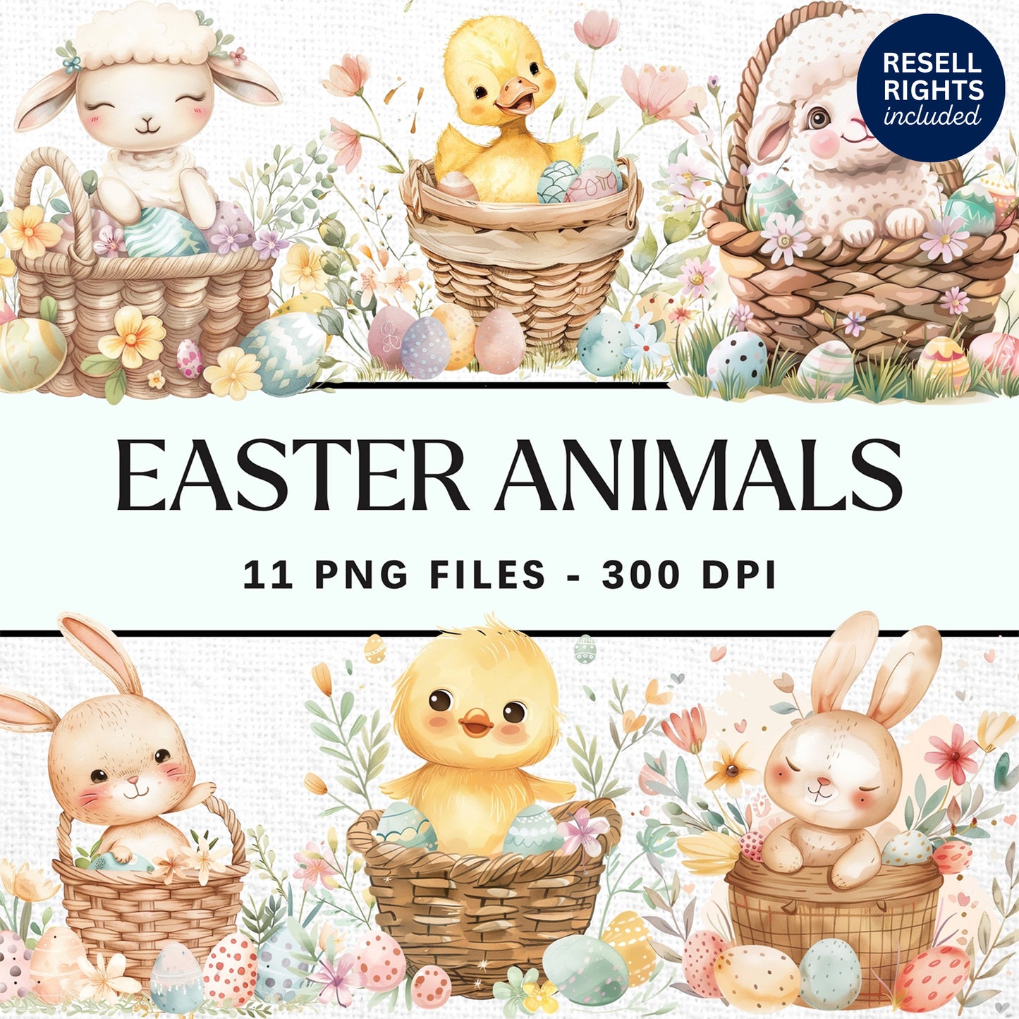 Easter Bunny Clip Art Clipart Pack | Resell Rights Included