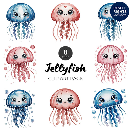 Jellyfish Clipart Pack | Resell Rights Included