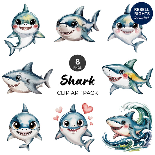 Shark Clipart Pack | Resell Rights Included