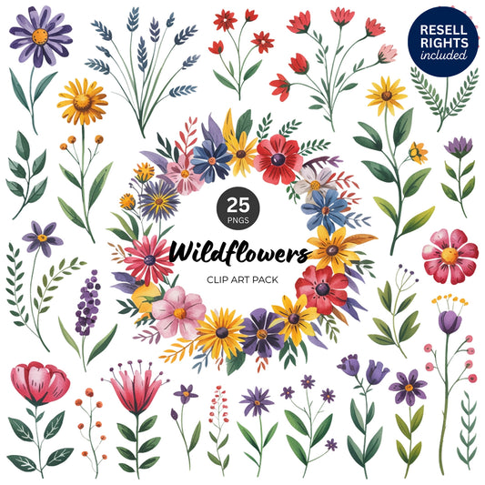 Wildflowers Clipart Pack | Resell Rights Included