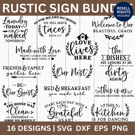 Rustic Sign SVG Bundle | Resell Rights Included