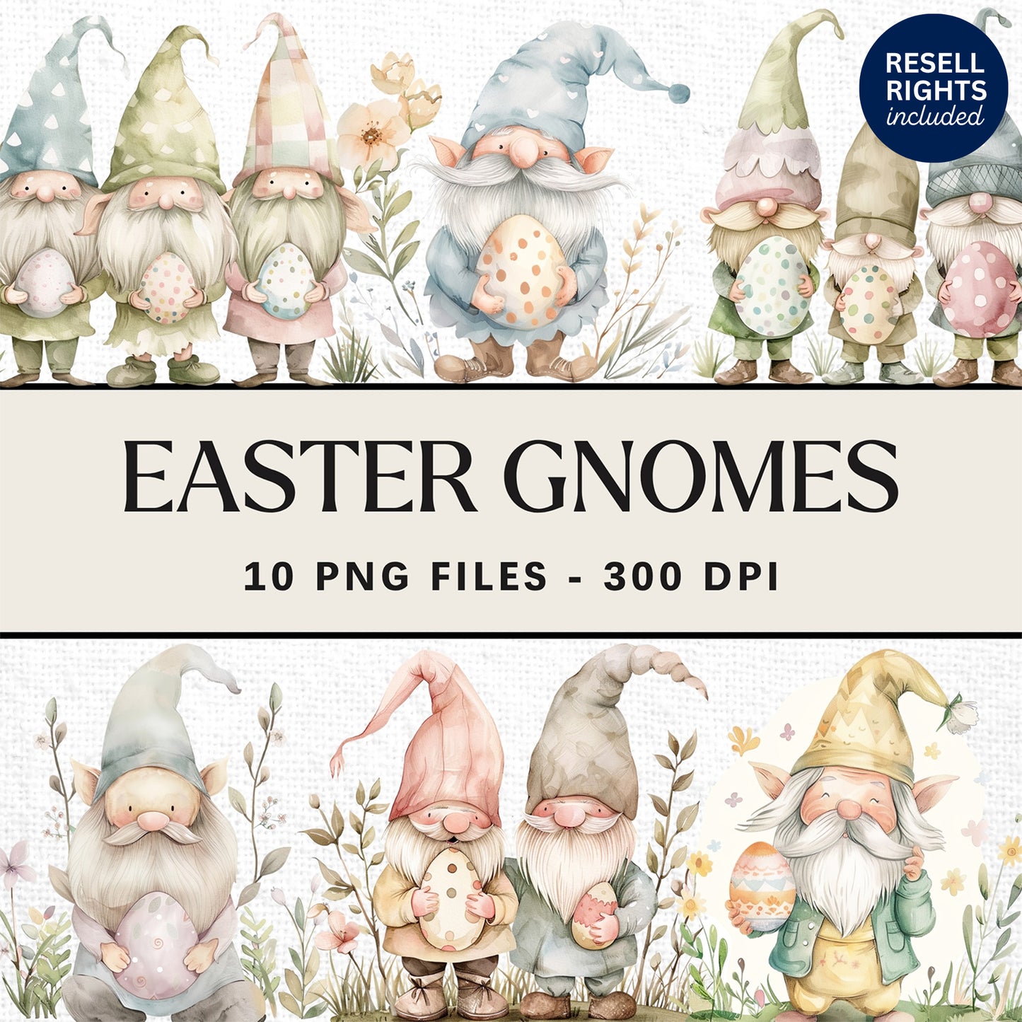 Easter Gnome Clipart Pack | Resell Rights Included