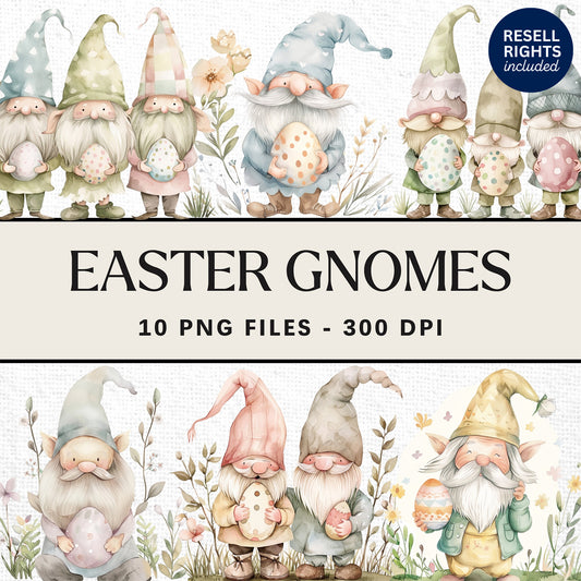 Easter Gnome Clipart Pack | Resell Rights Included