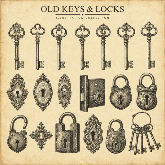 Old Keys & Locks Illustration Collection