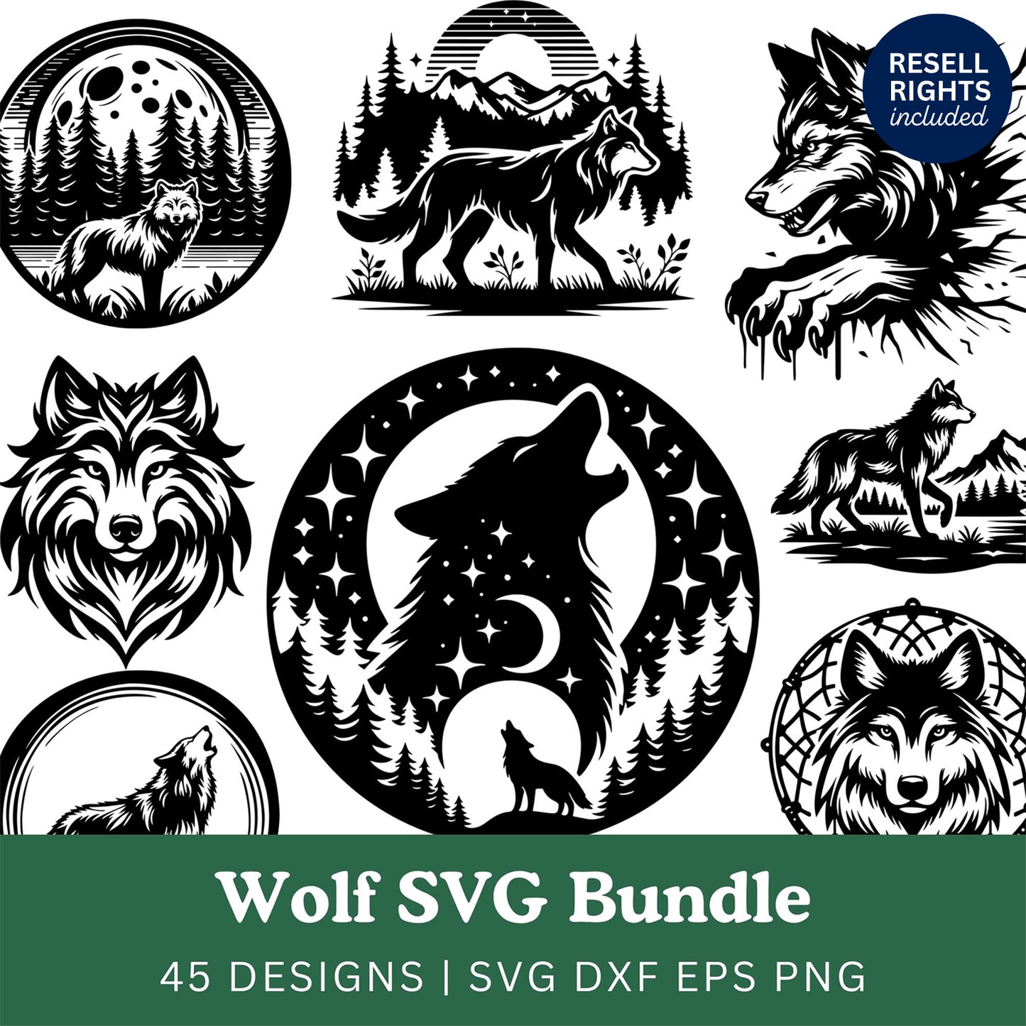 Wolf SVG Bundle | Resell Rights Included