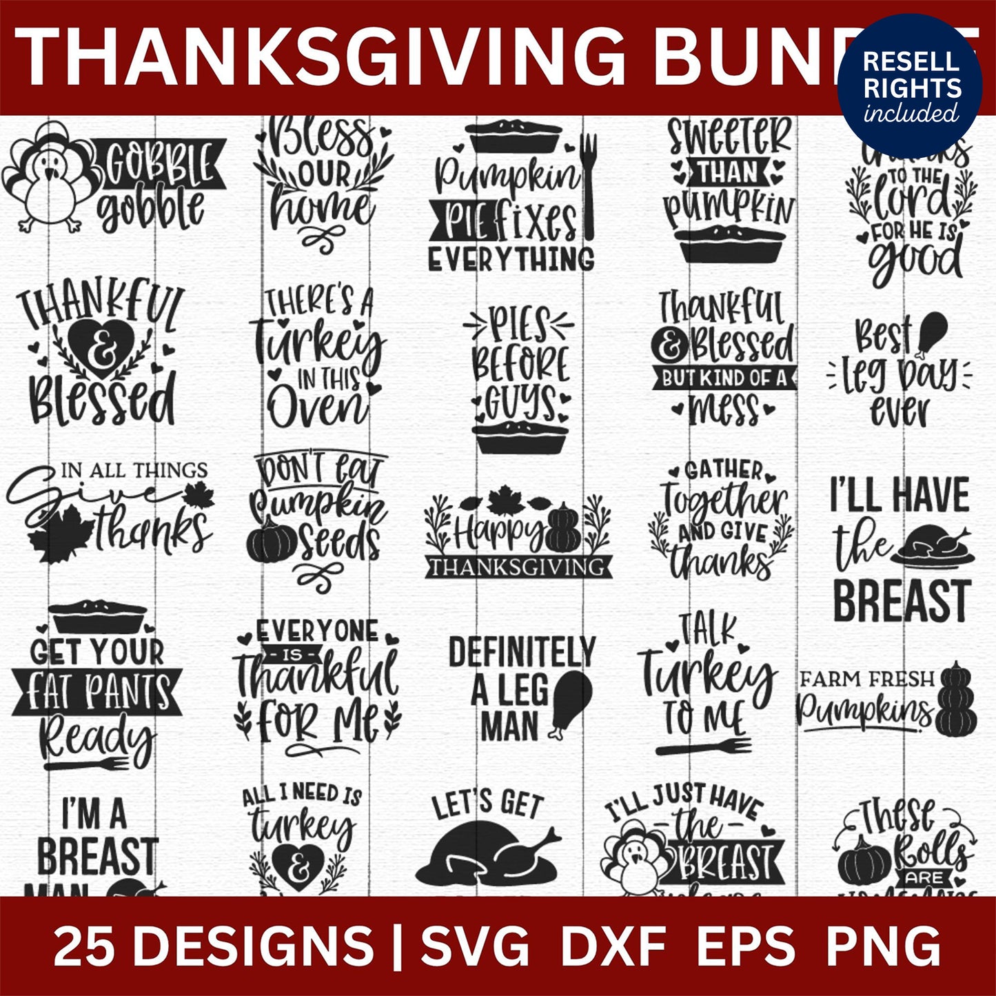 Thanksgiving SVG Bundle | Resell Rights Included