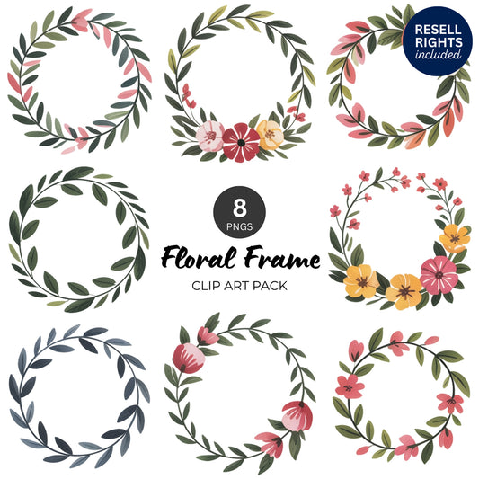 Floral Frame Clipart Pack | Resell Rights Included