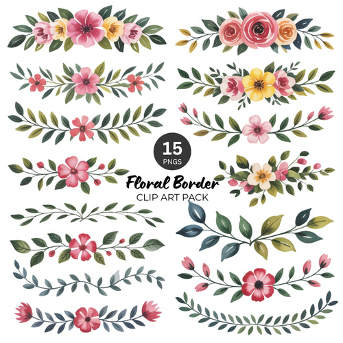 Floral Border Clipart Pack
