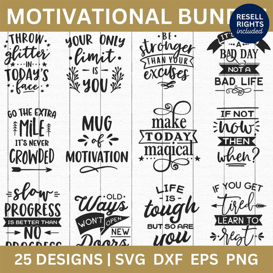 Motivational SVG Bundle | Resell Rights Included