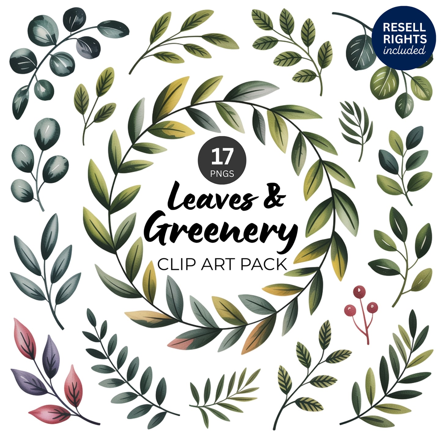 Greenery Clipart Pack | Resell Rights Included
