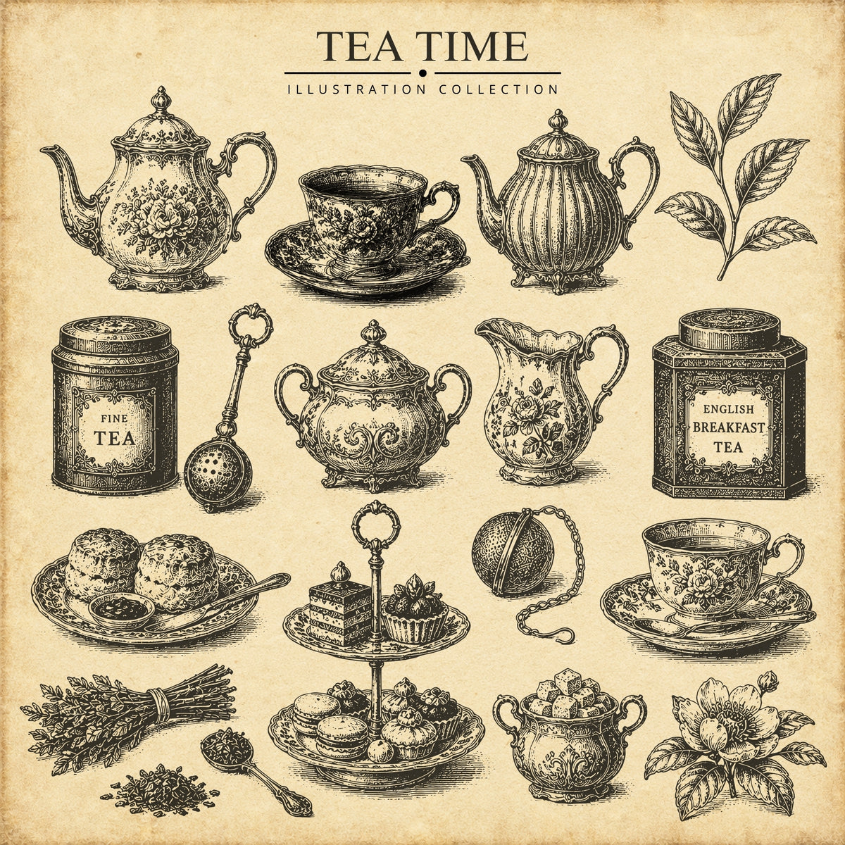 Tea Time Illustration Collection