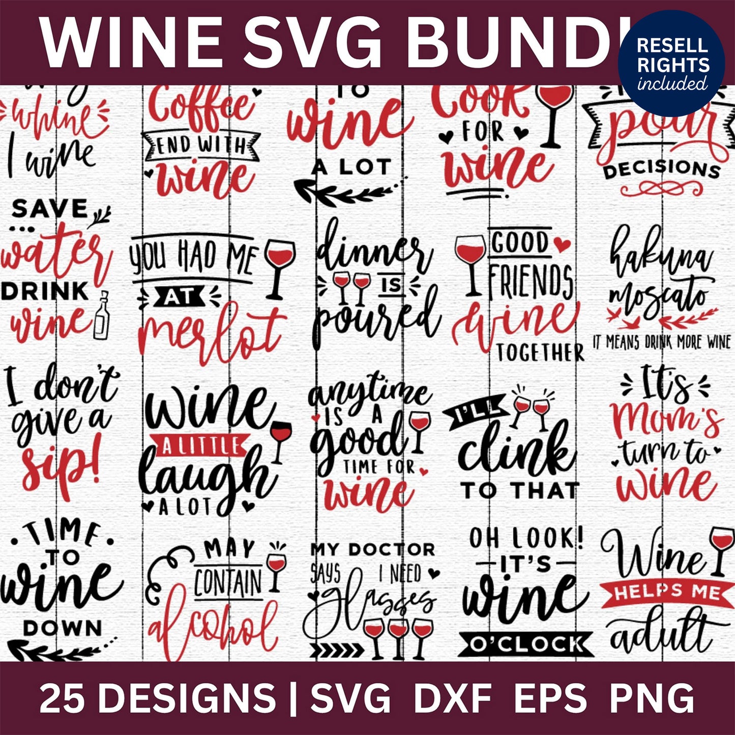 Wine SVG Bundle | Resell Rights Included