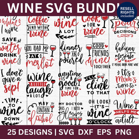 Wine SVG Bundle | Resell Rights Included
