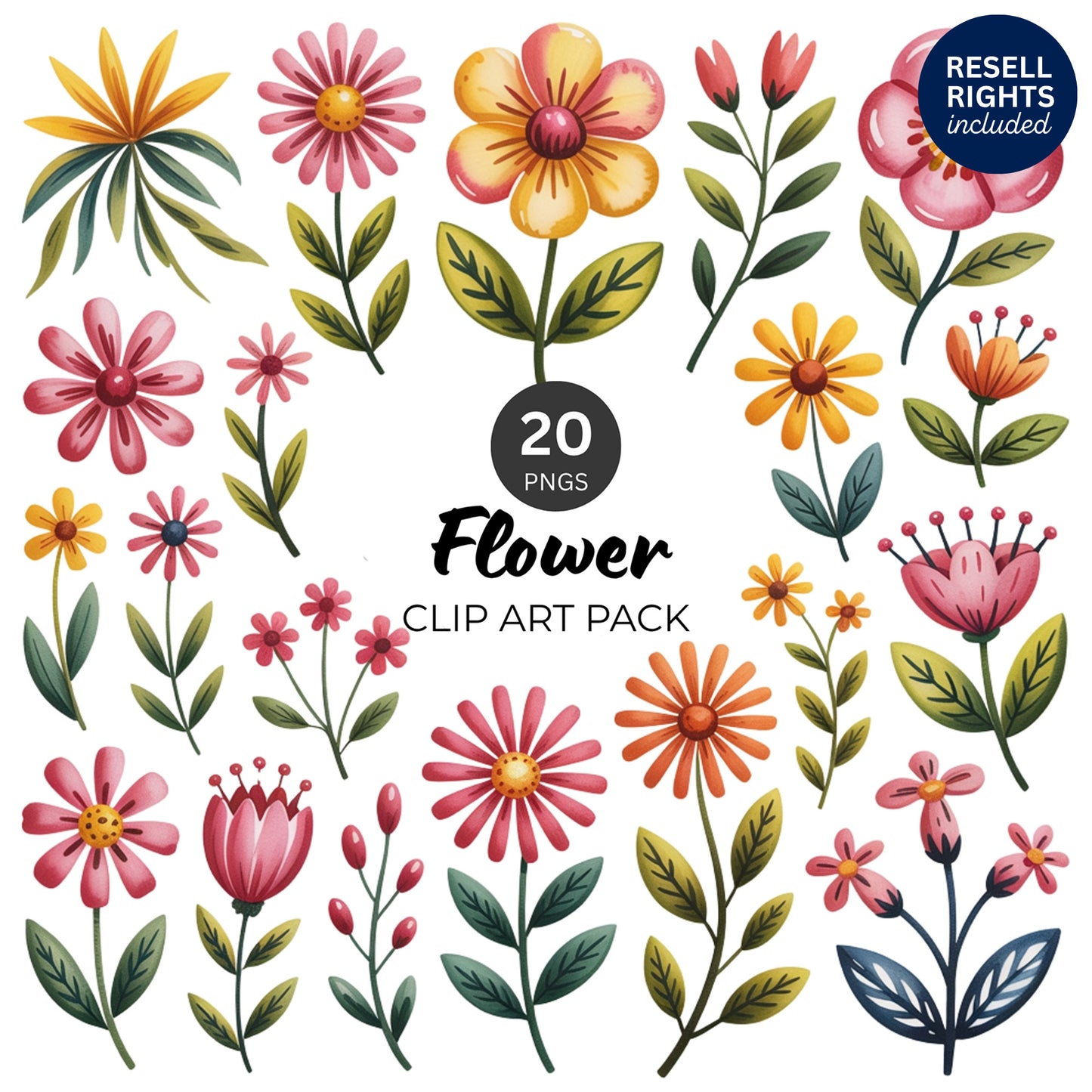 Flower Clipart Pack | Resell Rights Included