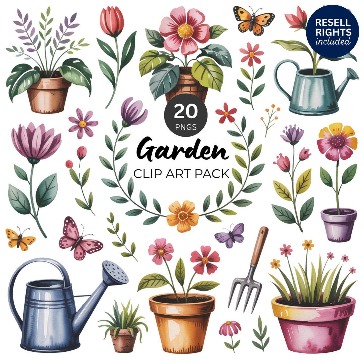Garden Clipart Pack | Resell Rights Included