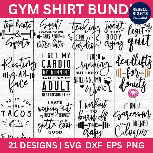Gym Shirt SVG Bundle | Resell Rights Included