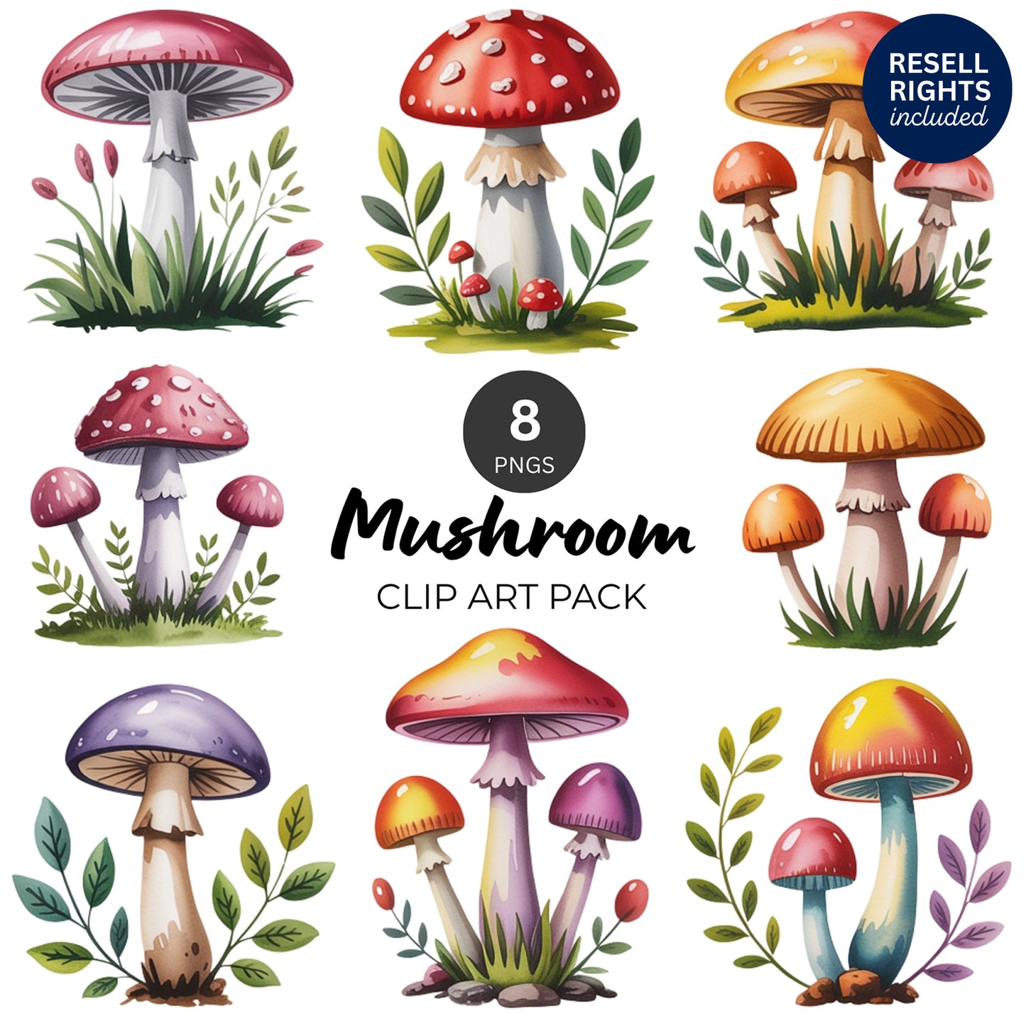 Mushroom Clipart Pack | Resell Rights Included