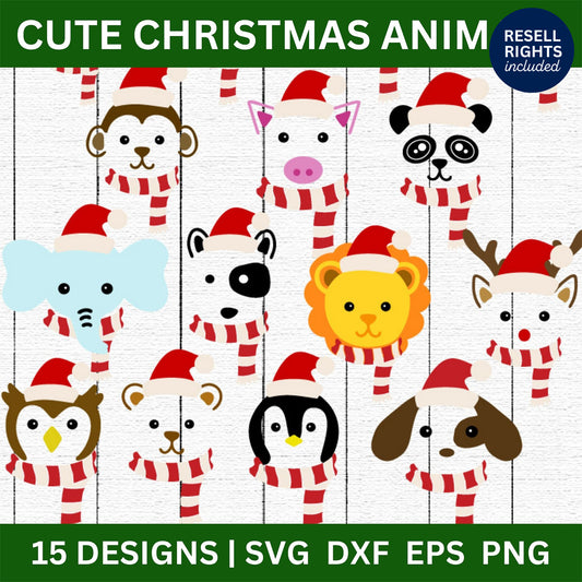 Cute Christmas Animal SVG Bundle | Resell Rights Included