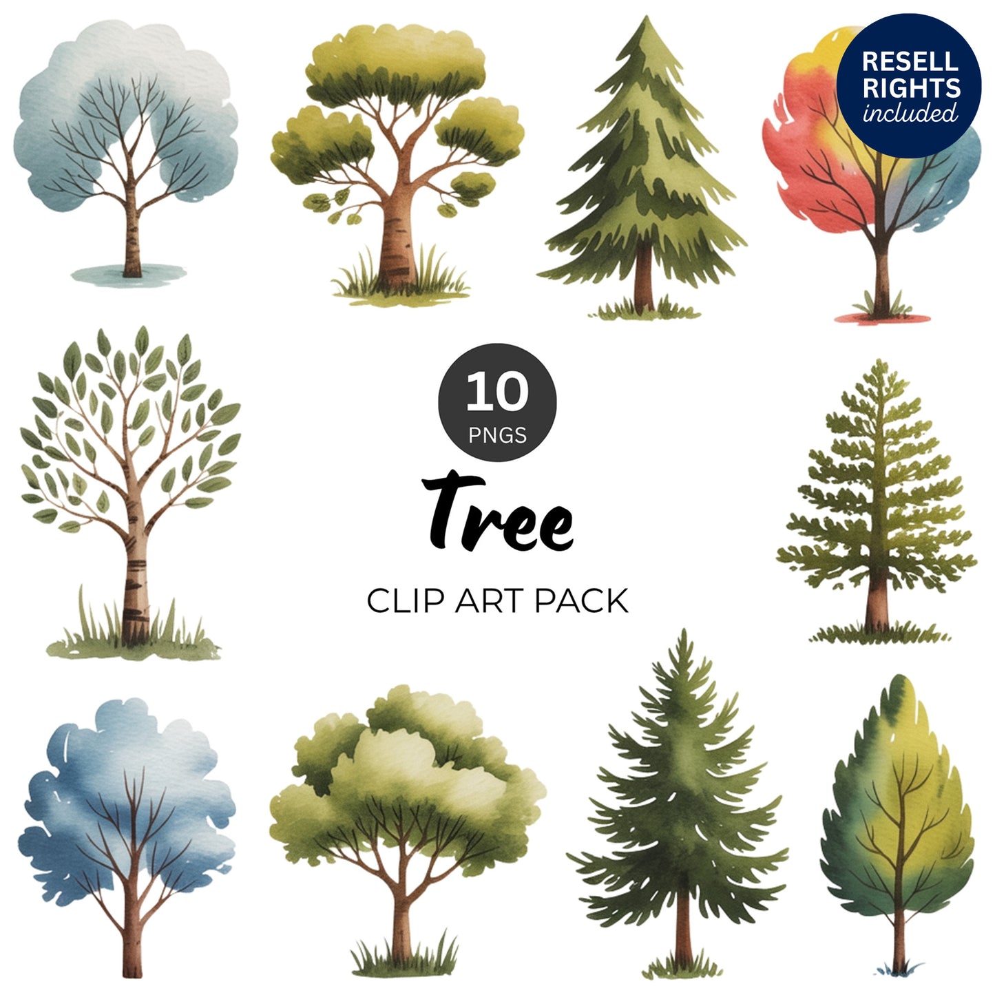 Tree Clipart Pack | Resell Rights Included