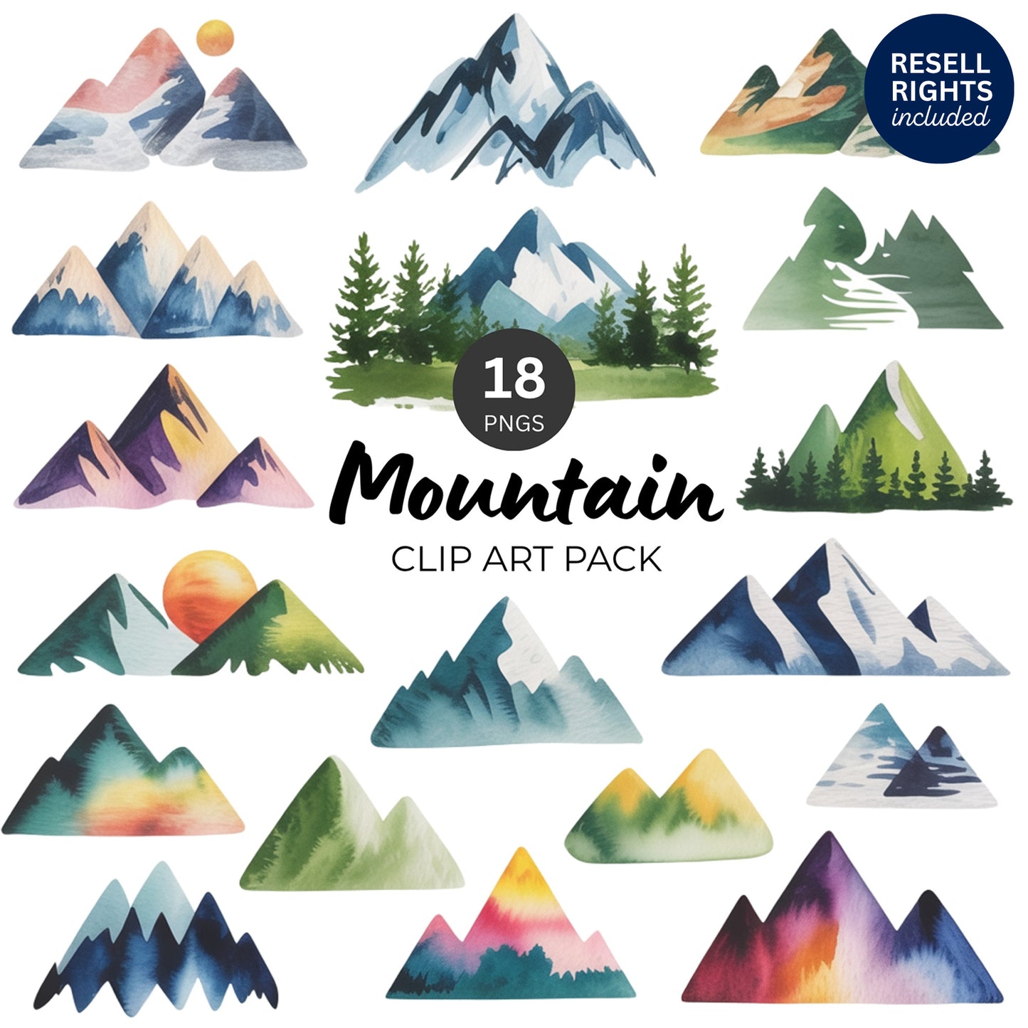 Mountain Clipart Pack | Resell Rights Included