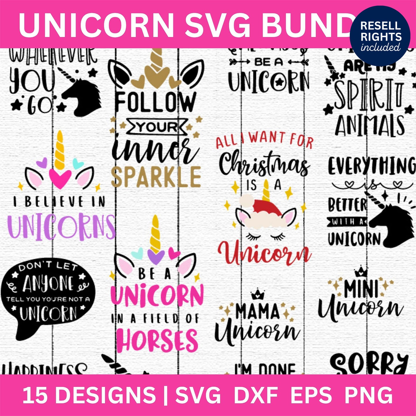 Unicorn SVG Bundle | Resell Rights Included