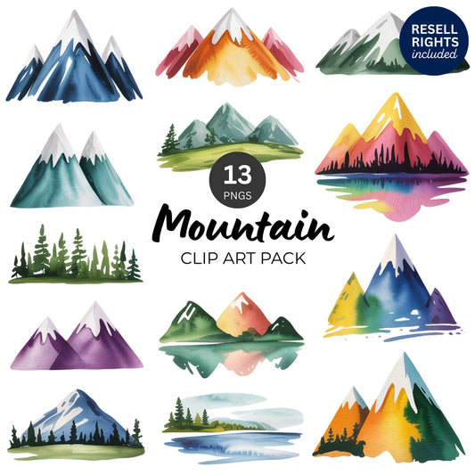 Mountain Clipart Pack | Resell Rights Included