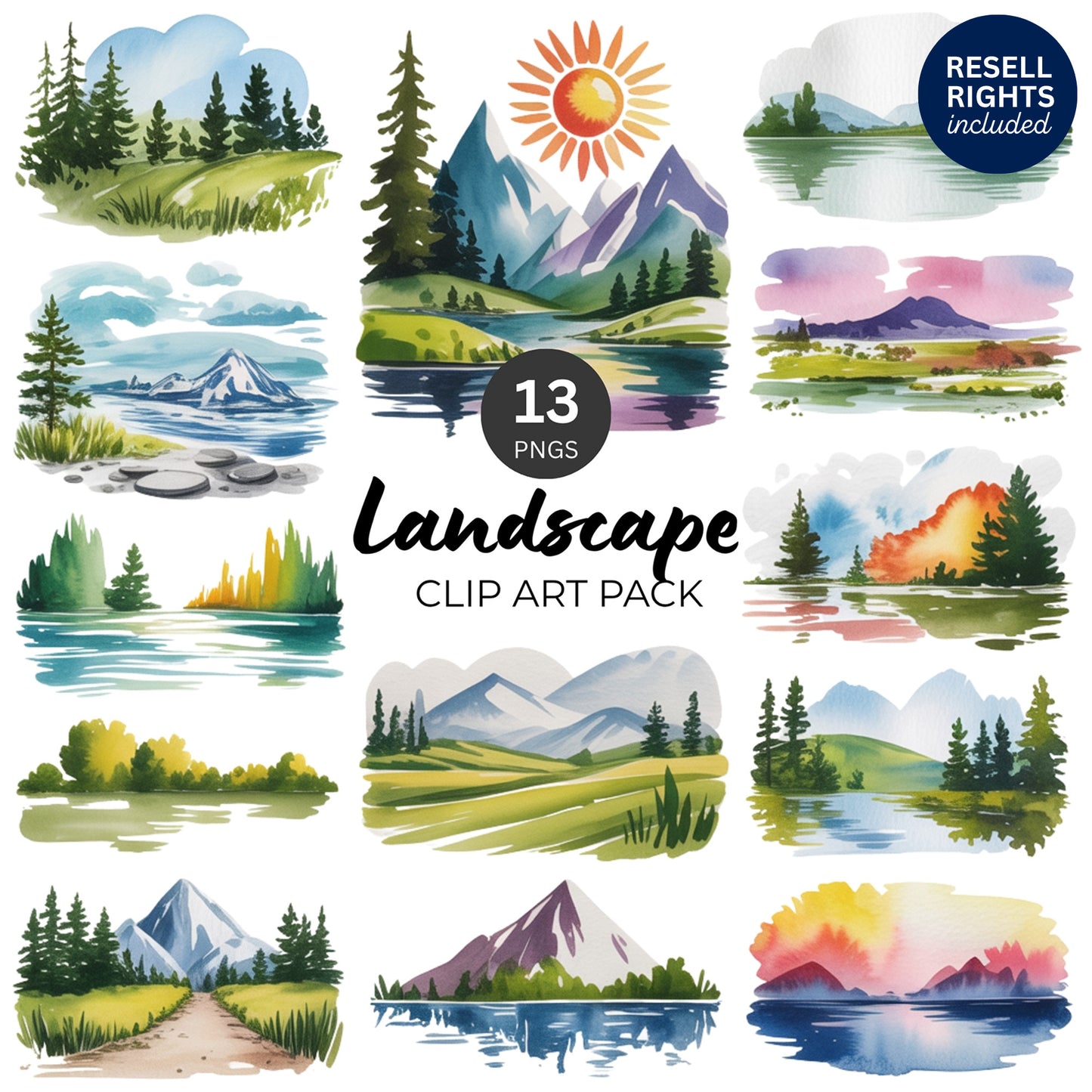 Landscape Clipart Pack | Resell Rights Included