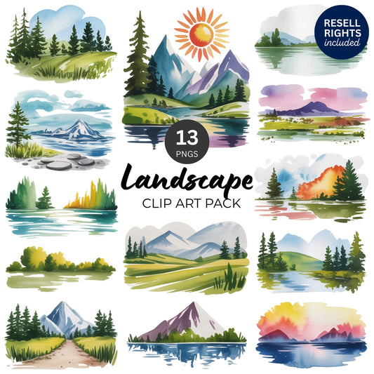 Landscape Clipart Pack | Resell Rights Included