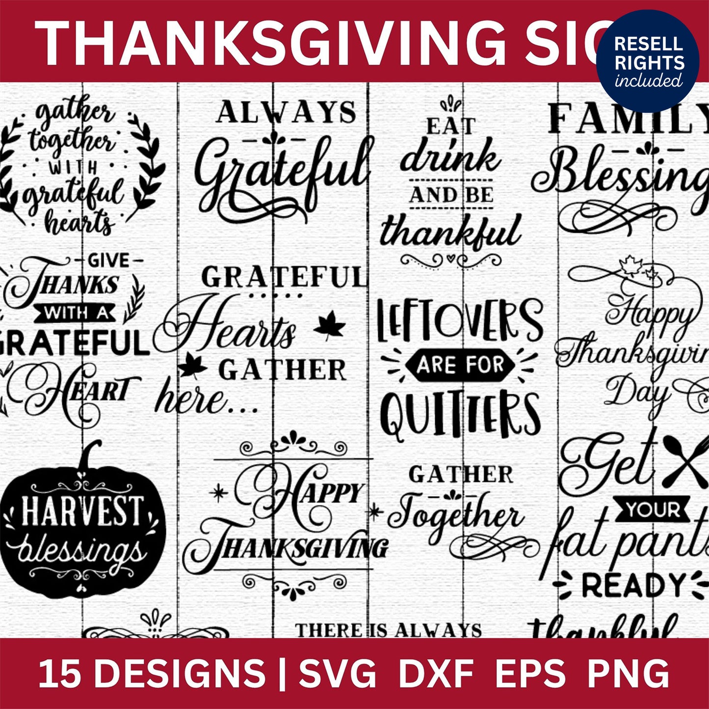 Thanksgiving Sign SVG Bundle | Resell Rights Included