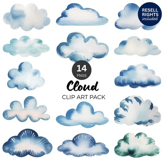 Cloud Clipart Pack | Resell Rights Included