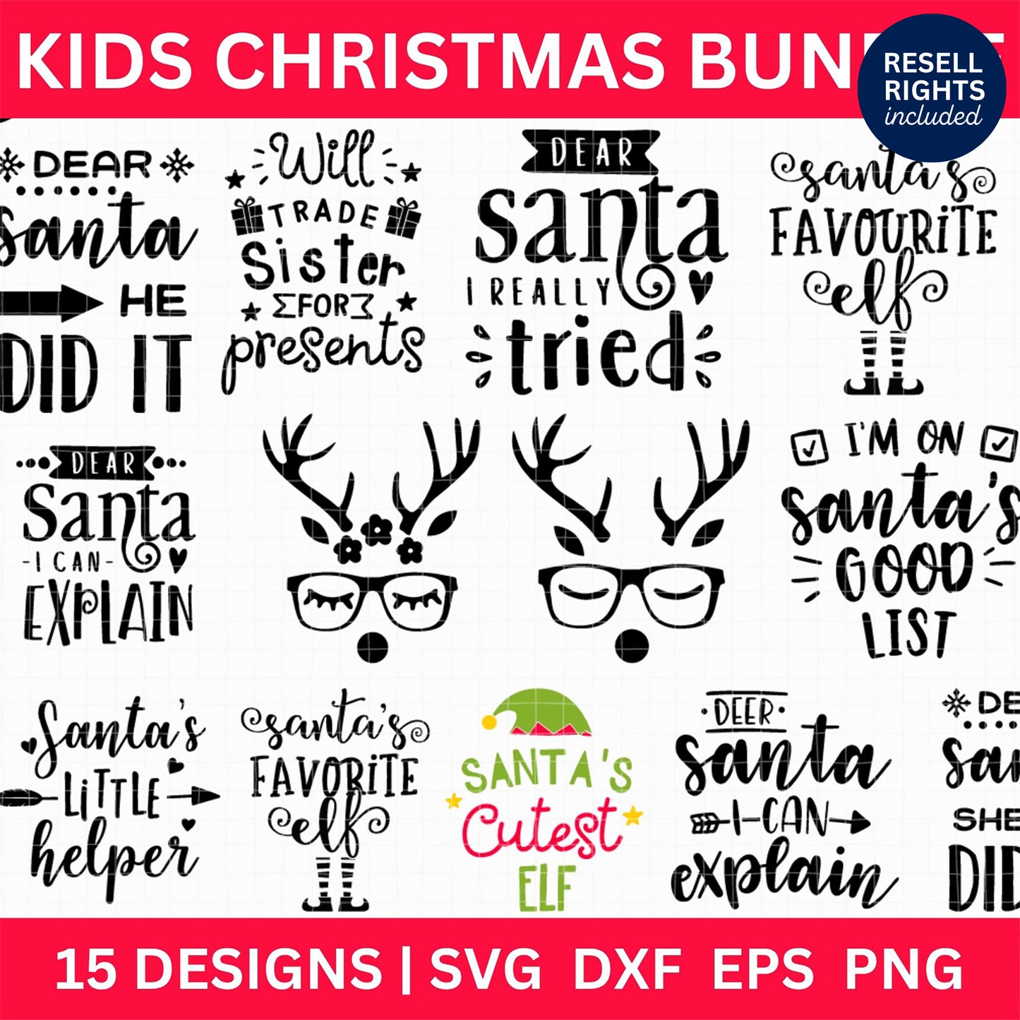 Kids Christmas SVG Bundle | Resell Rights Included