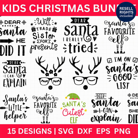 Kids Christmas SVG Bundle | Resell Rights Included